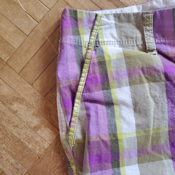 💥3 for $15💥 Old Navy purple & Yellow plaid Bermuda shorts - Picture 2 of 7